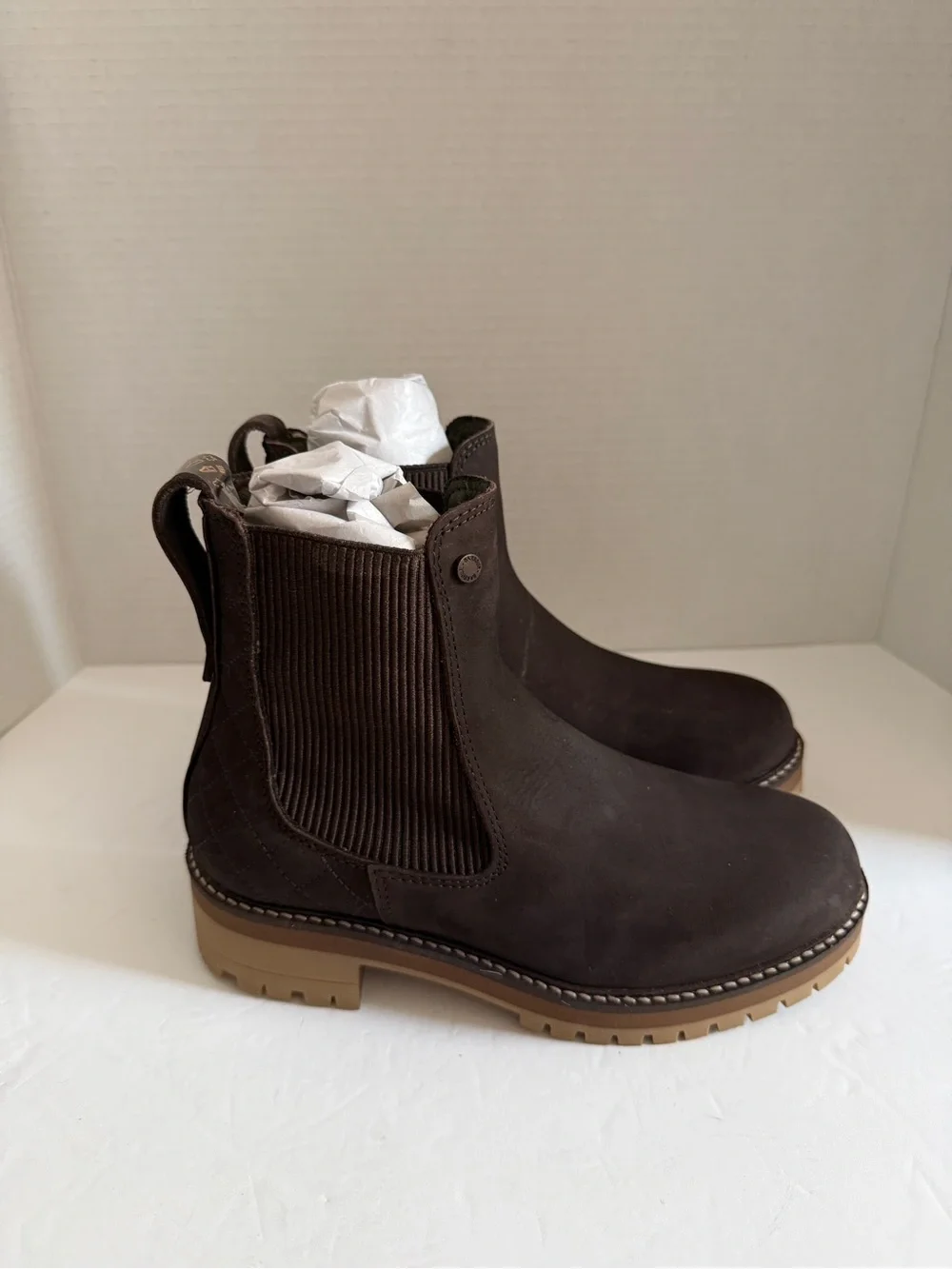 Barbour Men's Dark Brown Chukka Ankle Boots Shoes Tan Lug Sole Women size EU 36